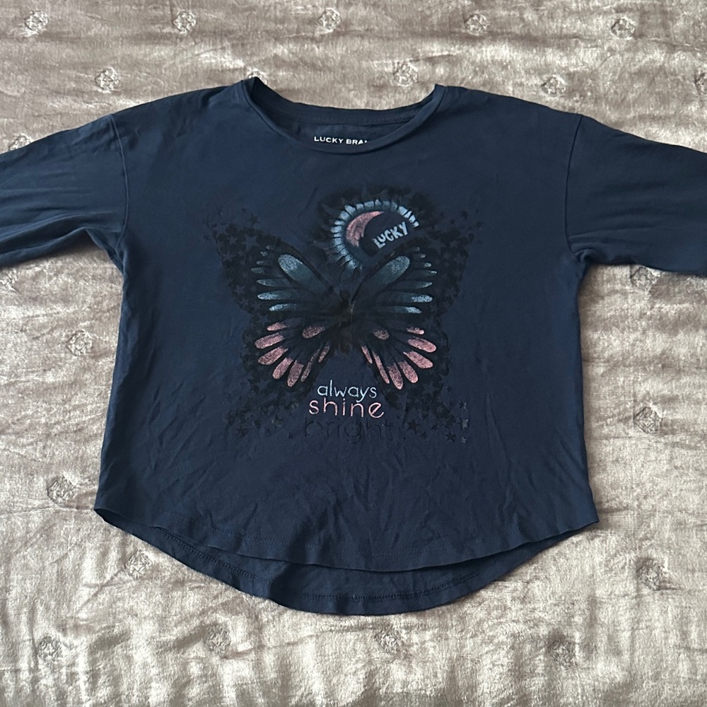 Lucky Brand Kids Dark Blue Butterfly Tee